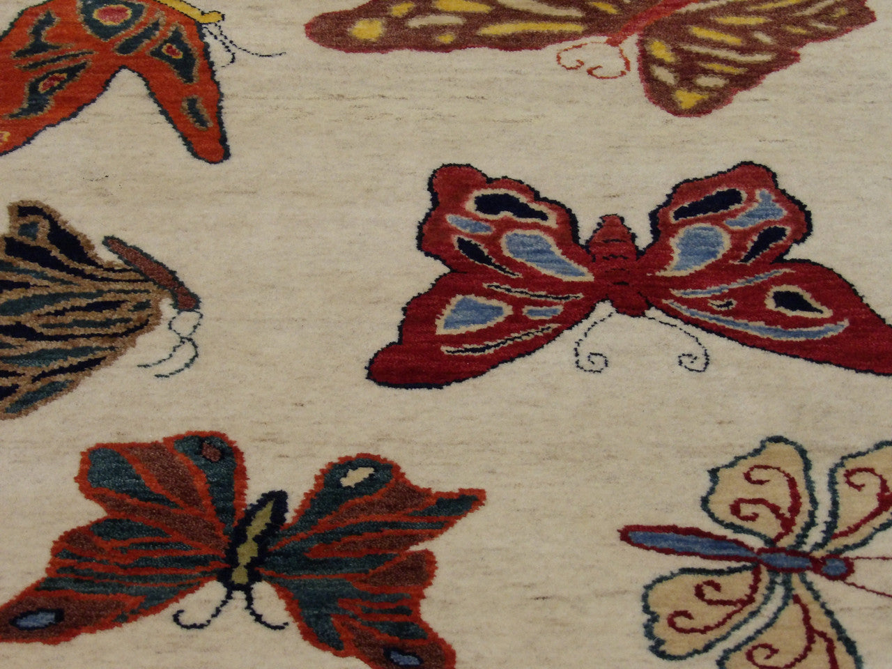 Back of Modern Butterfly Design hand-knotted rug