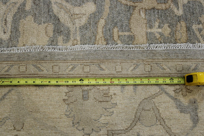 Traditional Chobi hand-knotted wool rug in Blue & Beige, full view