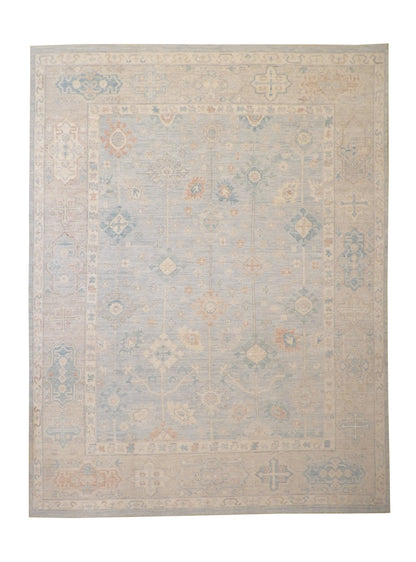 Oushak Wash Chobi hand-knotted wool rug in Blue & Gray, full view
