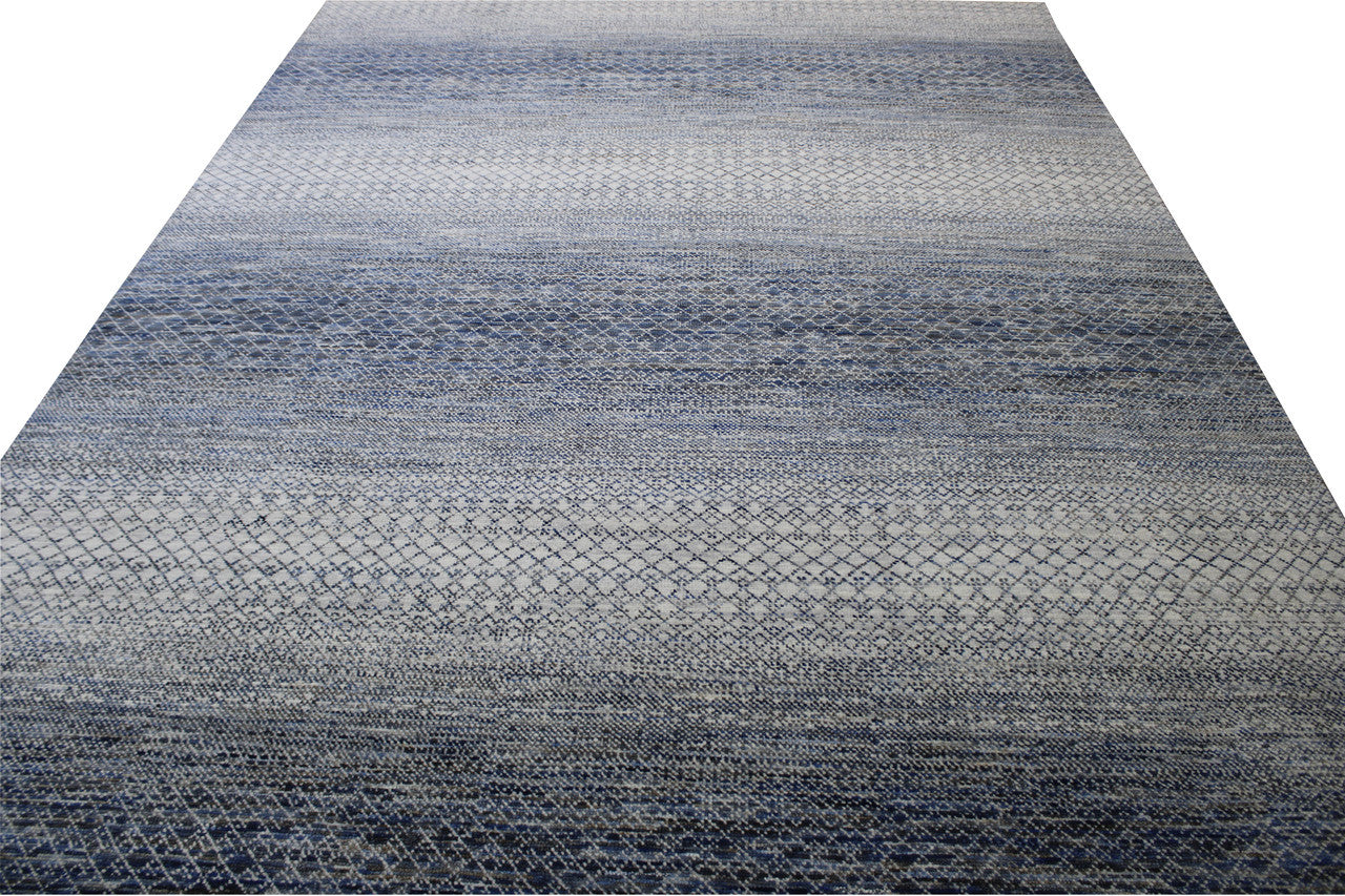 Close-up of wool pile, Blue & Gray rug