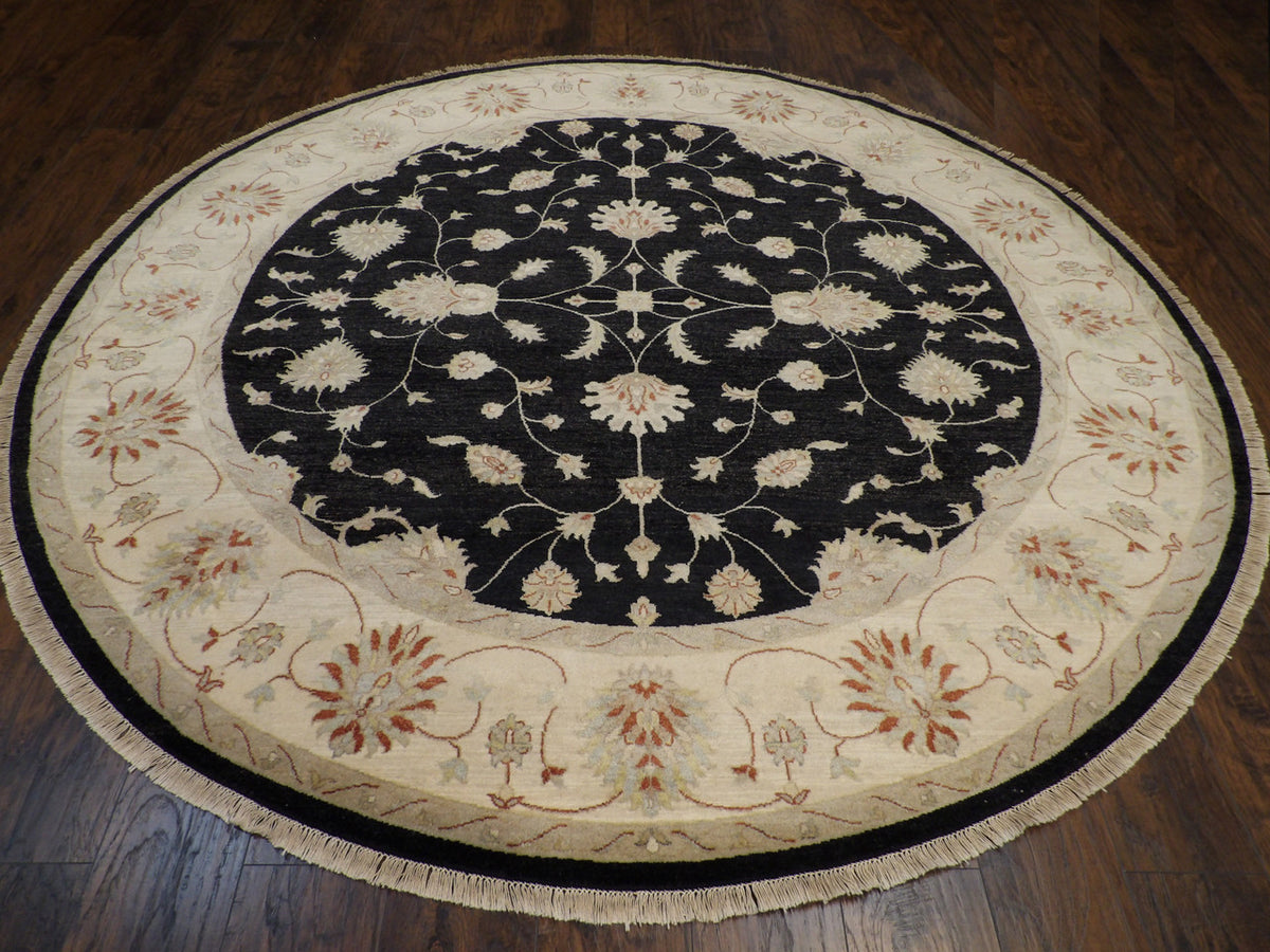 Ziegler Oushak / Peshawar hand-knotted wool rug in Black, 8'0" x 8'0", SKU w509