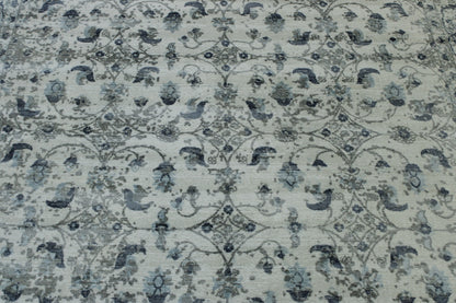 Close-up of silk pile, Blue & White rug