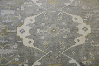 Back of Oushak Indo Ziegler hand-knotted rug