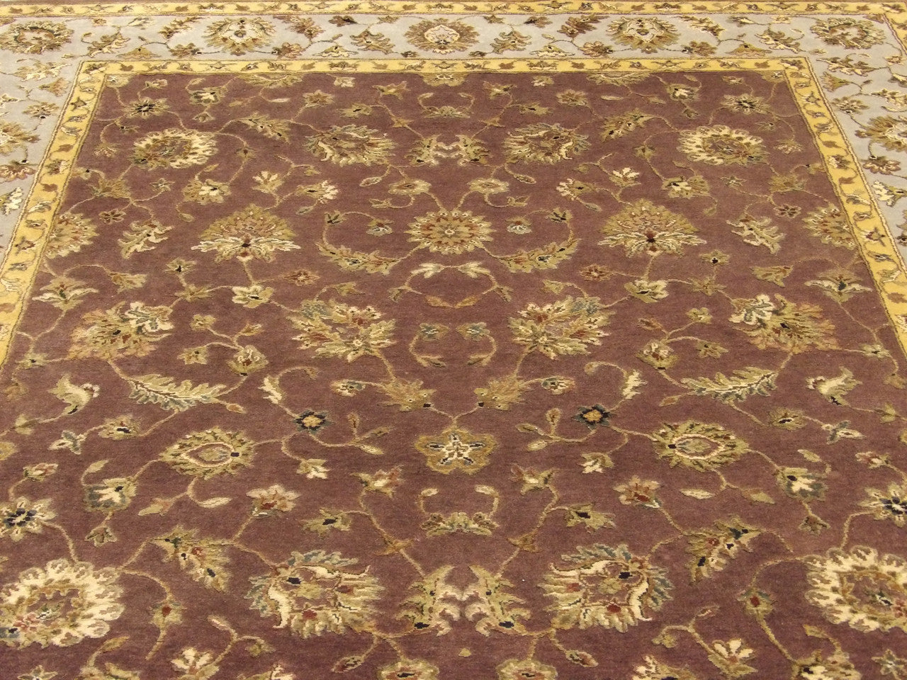 Back of Fine Transitional Jaipur Floral Design hand-knotted rug