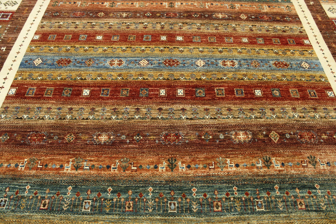 Back of Tribal Khorzin hand-knotted rug