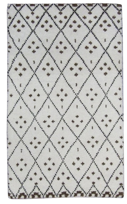 Moroccan hand-knotted wool rug in Brown & Beige, full view