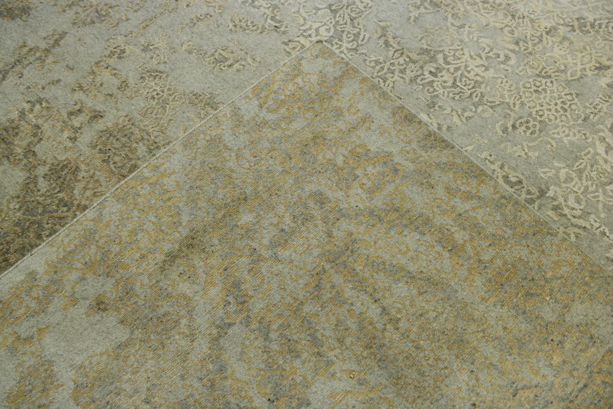Back of Transitional Abstract Broken Design hand-knotted rug