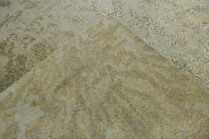 Back of Transitional Abstract Broken Design hand-knotted rug