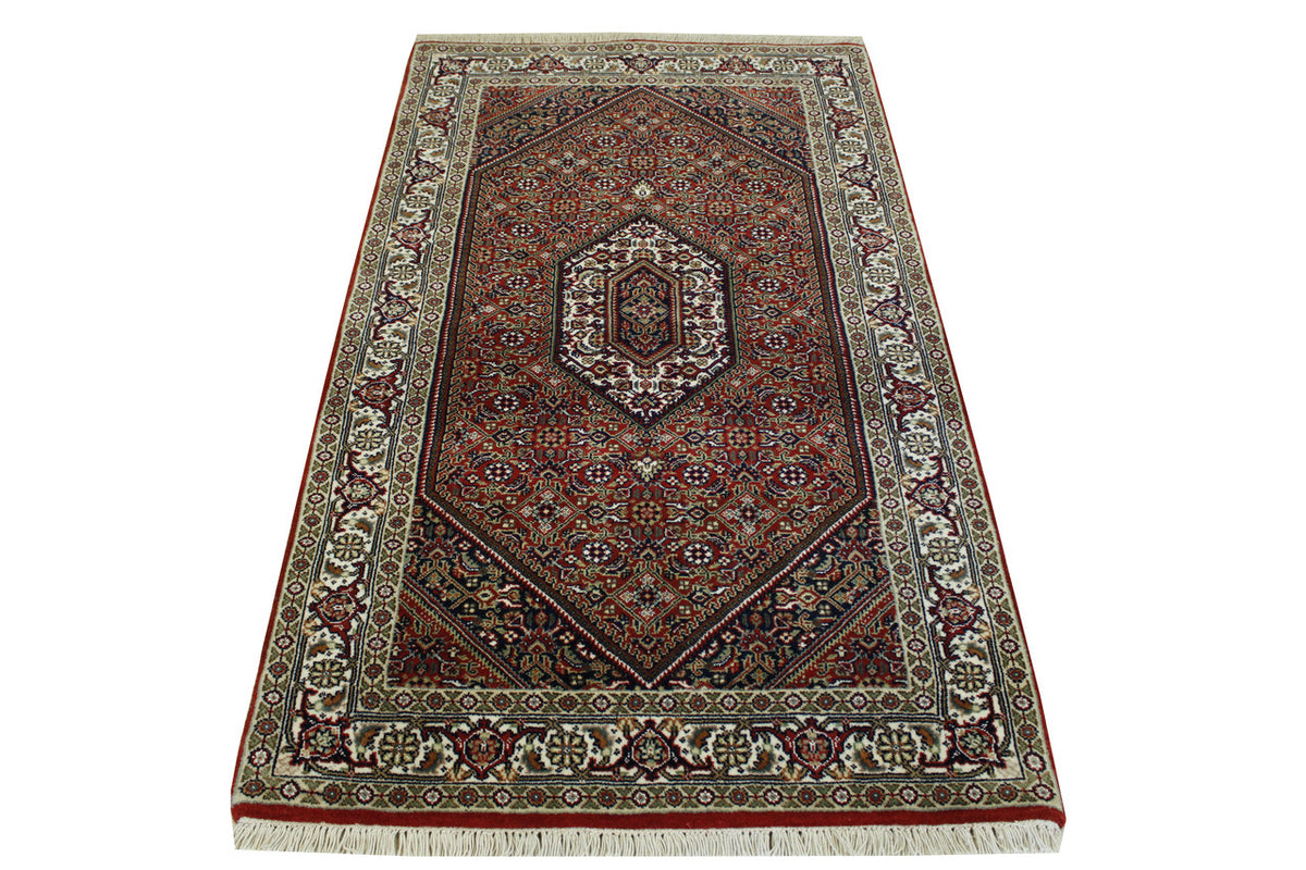 Traditional Indo Bidjar rug border detail
