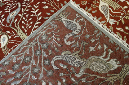 Tribal Ziegler hand-knotted wool rug in Red, full view