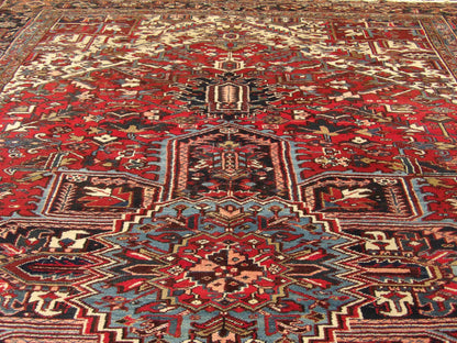 Back of antique Heriz hand-knotted rug