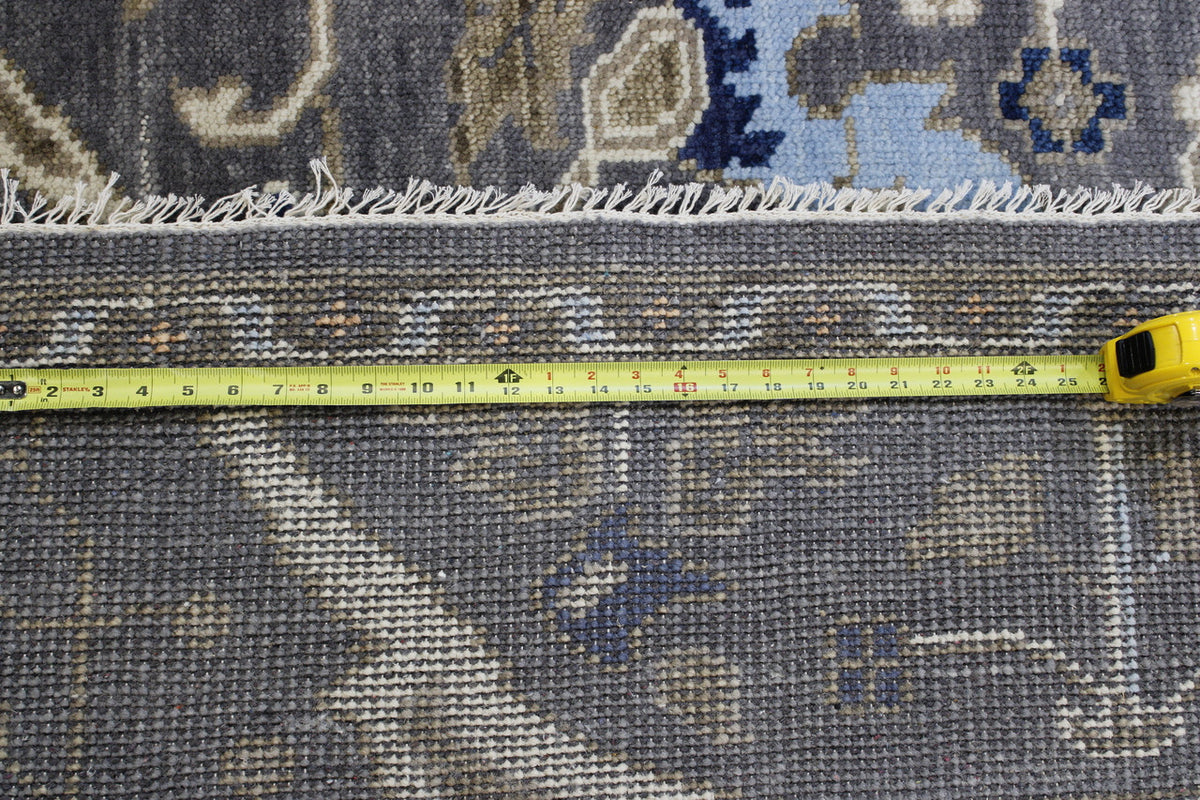 Oushak Colorful Ziegler hand-knotted wool rug in Blue & Gray, full view