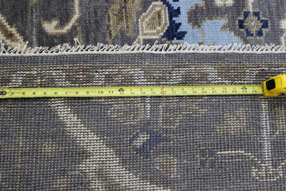 Oushak Colorful Ziegler hand-knotted wool rug in Blue & Gray, full view