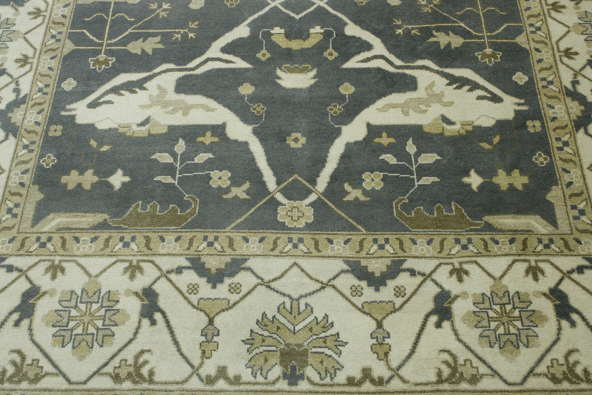 Back of Oushak Ziegler hand-knotted rug