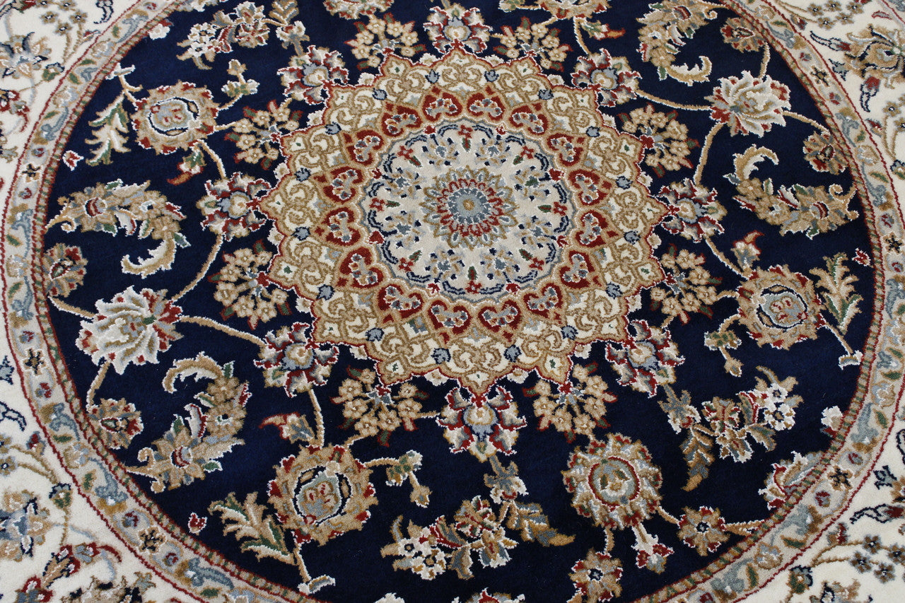 Traditional Indo Nain rug corner detail