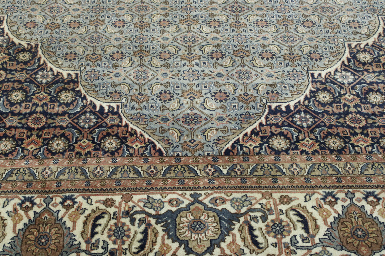 Blue & Beige Traditional Fine Mir rug in room setting