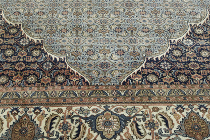 Blue & Beige Traditional Fine Mir rug in room setting
