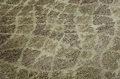 Brown 5'2" x 7'10" Modern Abstract Design Hand knotted Wool/Silk Rug - Sku: w2253