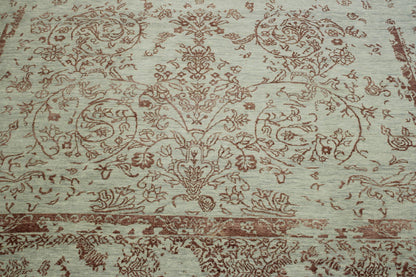 Transitional Abstract Broken Design hand-knotted wool rug in Gray & Pink, full view