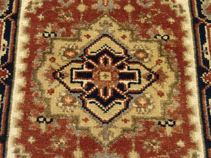 Back of Tribal Heriz hand-knotted rug