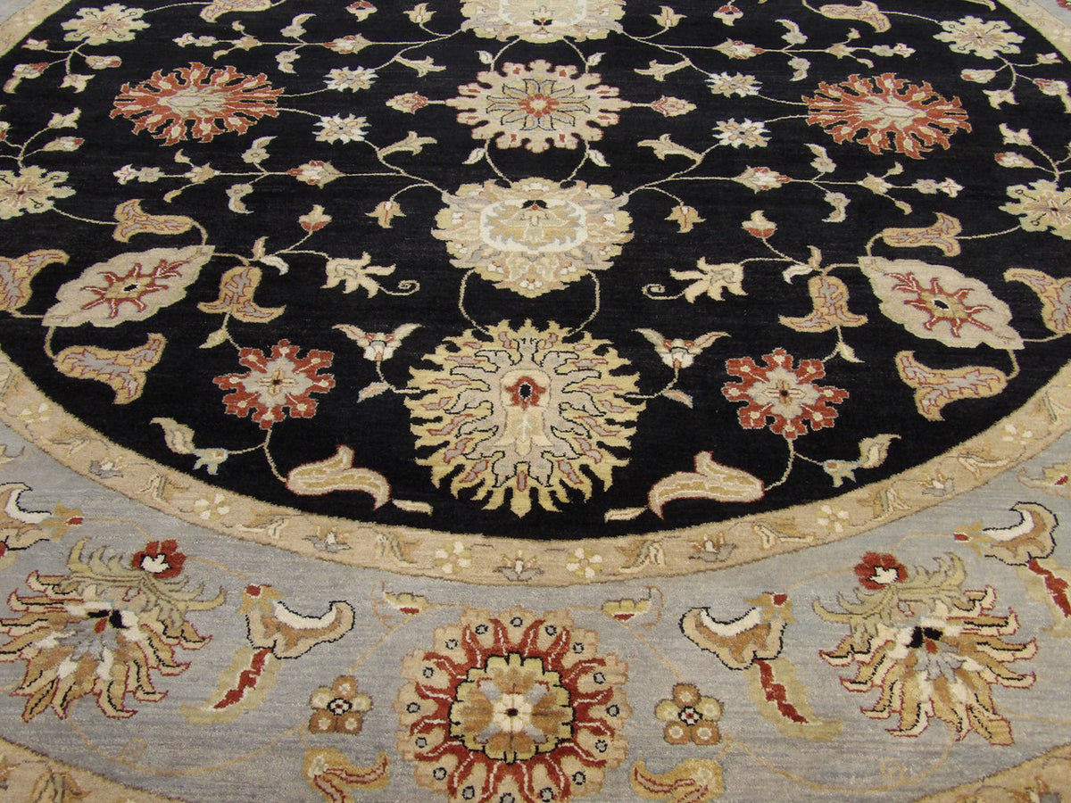 Ziegler Oushak / Peshawar hand-knotted wool rug in Black, 10'2" x 10'2", SKU w495