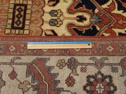 Beige & Rust Fine Sherapi Natural Dye rug in room setting