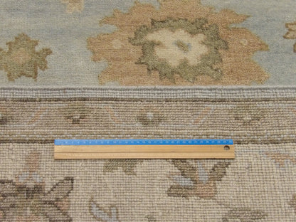 Blue & Beige Turk Oushak Natural Dye rug in room setting