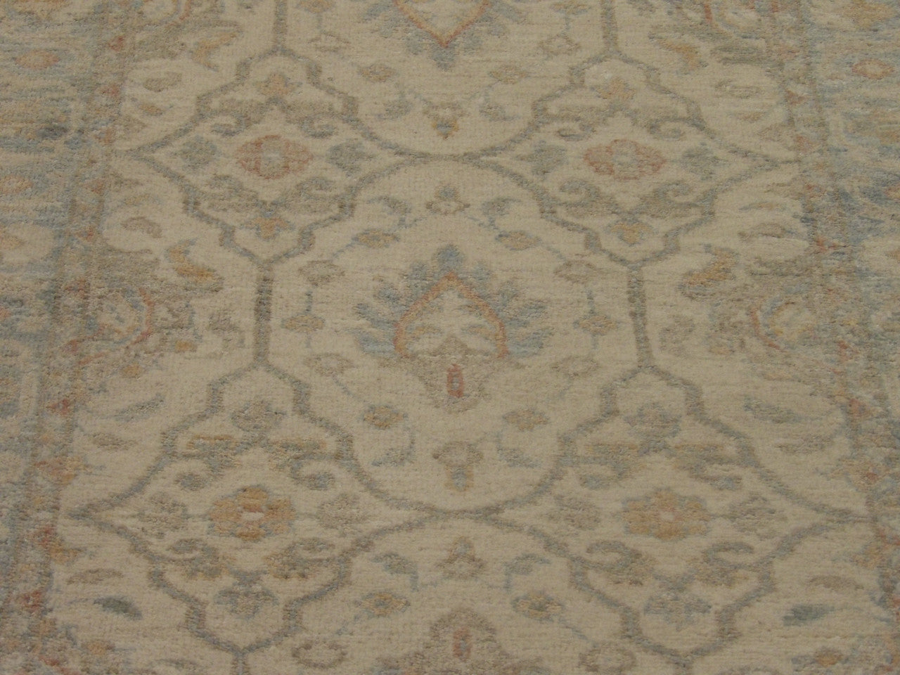 Back of Oushak hand-knotted runner