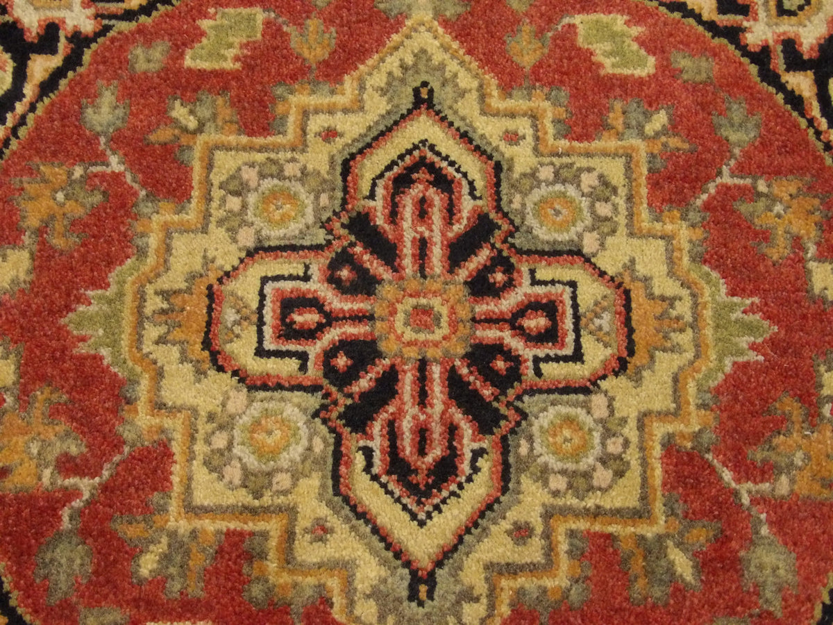 Back of Tribal Heriz hand-knotted rug
