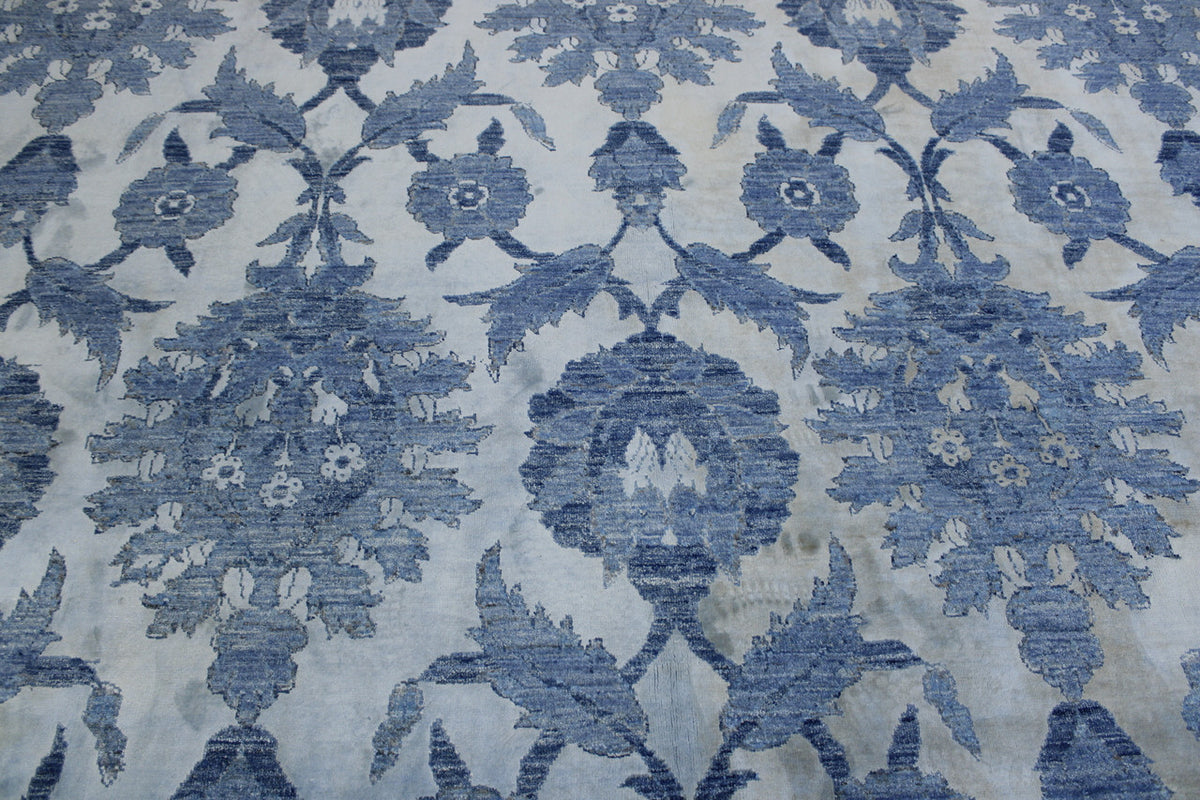 Transitional Silky Ikat rug corner detail