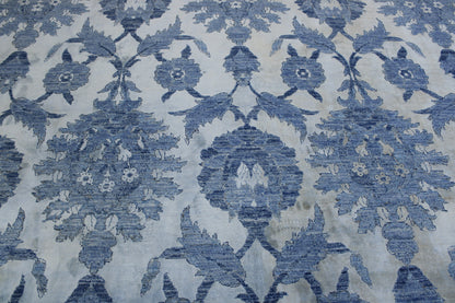 Transitional Silky Ikat rug corner detail