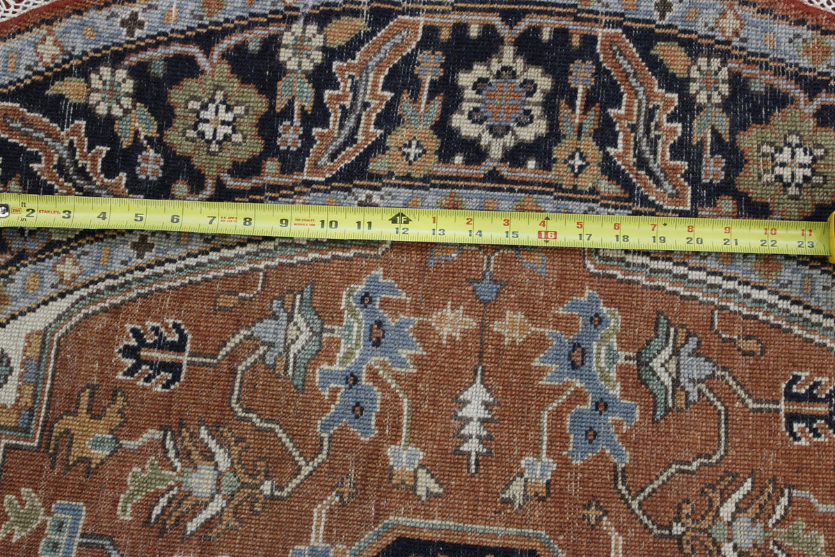 Blue & Rust Tribal Fine Sherapi rug in room setting