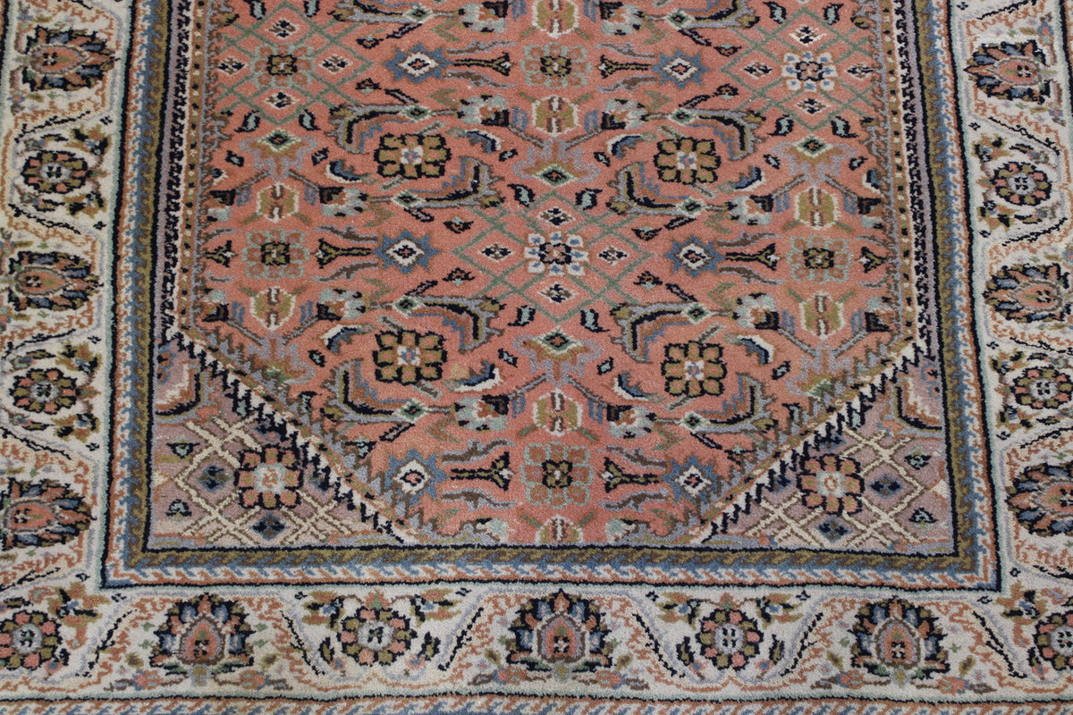 Traditional Fine Mashad rug corner detail