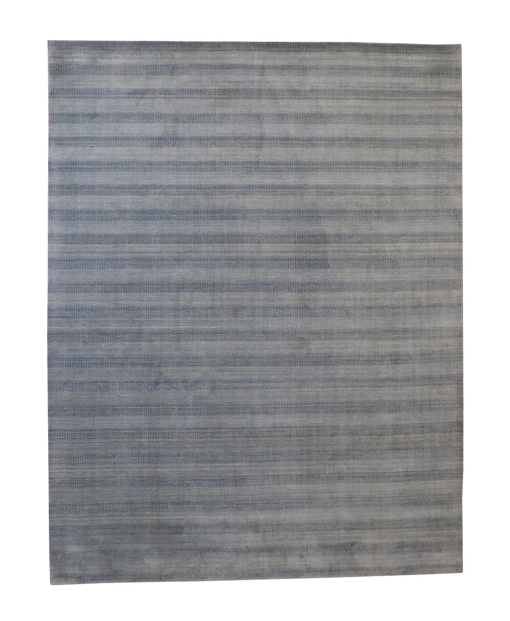 Modern Grass Design hand-knotted wool rug in Blue & Gray, full view
