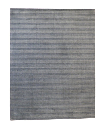 Modern Grass Design hand-knotted wool rug in Blue & Gray, full view