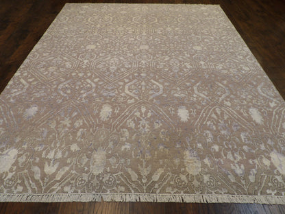 Transitional Ikat Design Carved High Low rug corner detail