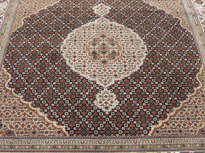 Back of Fine Persian Mahi Tabriz hand-knotted rug