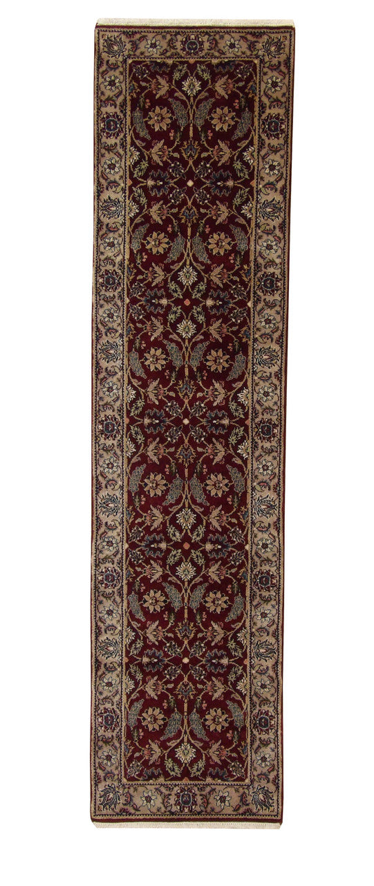 Traditional Fine Herati hand-knotted wool rug in Red, full view