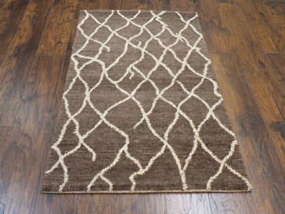 Close-up of wool pile, brown rug