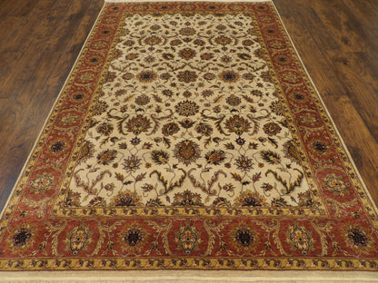 Close-up of wool pile, Beige & Pink rug