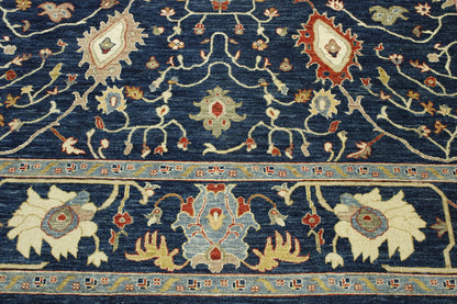 Back of Oushak Chobi hand-knotted rug