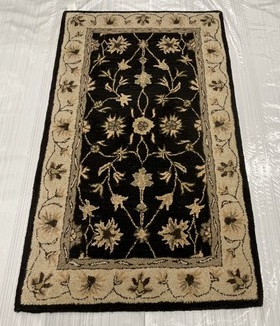 Traditional Wool Hand Knotted Rug Black 3x5  -EB-02