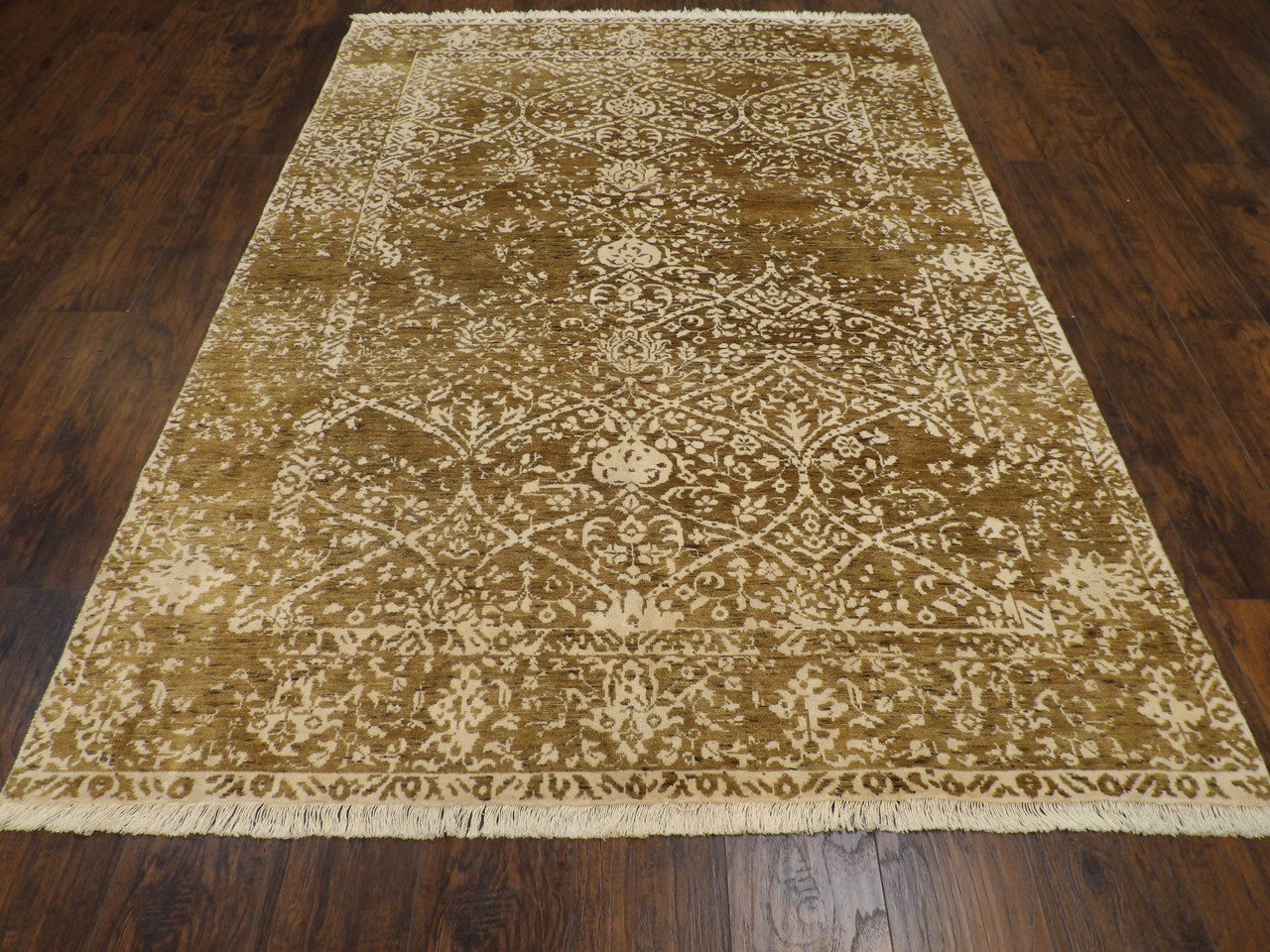 Close-up of silk sheen on damask rug texture