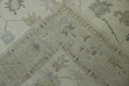 Oushak Wash Chobi hand-knotted wool rug in Blue & Beige, full view