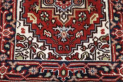 Tribal Indo Heriz rug border detail