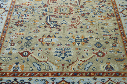 Oushak Colorful Ziegler rug border detail
