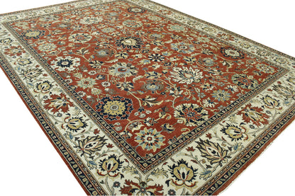 Close-up of wool pile, Beige & Rust rug
