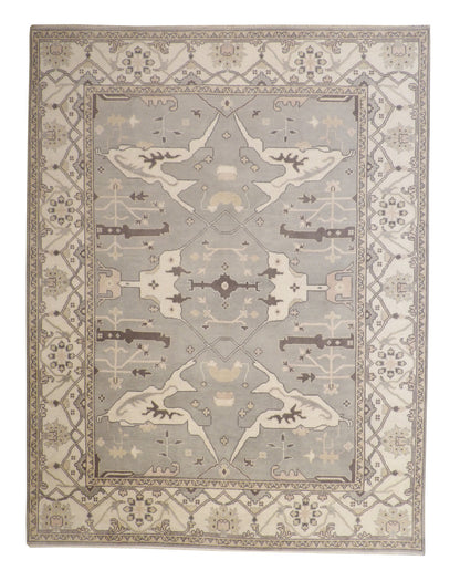 Oushak Ziegler hand-knotted wool rug in Gray & Beige, full view