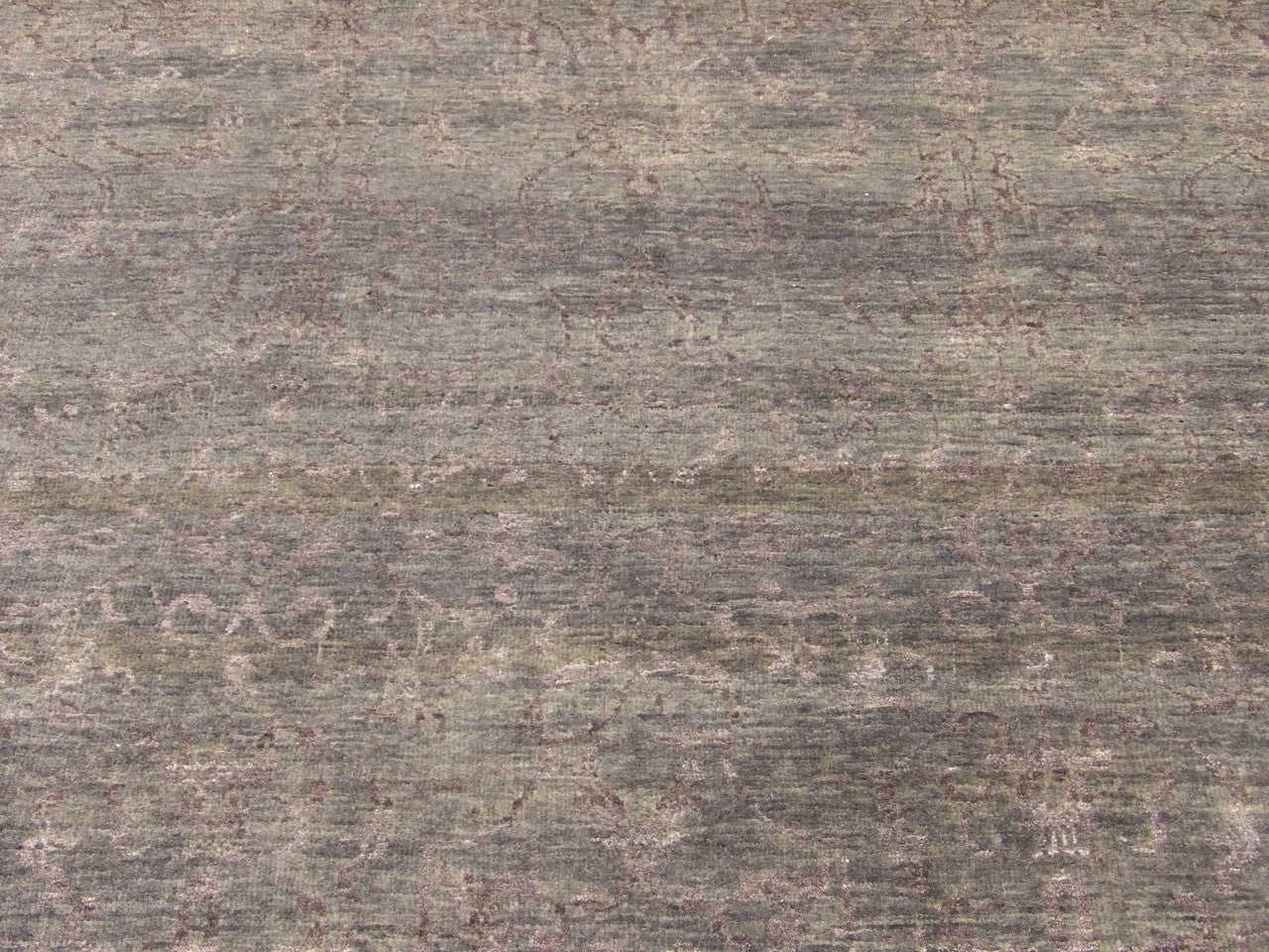 Back of Transitional Damask Design High Low hand-knotted rug
