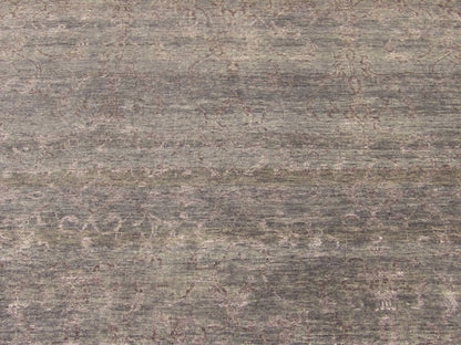 Back of Transitional Damask Design High Low hand-knotted rug